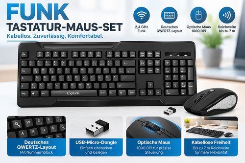 Logilink funk tastatur - funk, maus